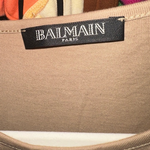 Balmain Beige Logo Printed Gold Button Embellished Sleeveless T-Shirt - 36 - Picture 7 of 9